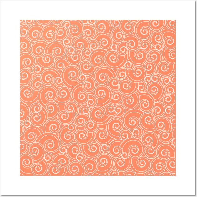 Whirlesque Orange Twirl Pattern Wall Art by cottoncanvas